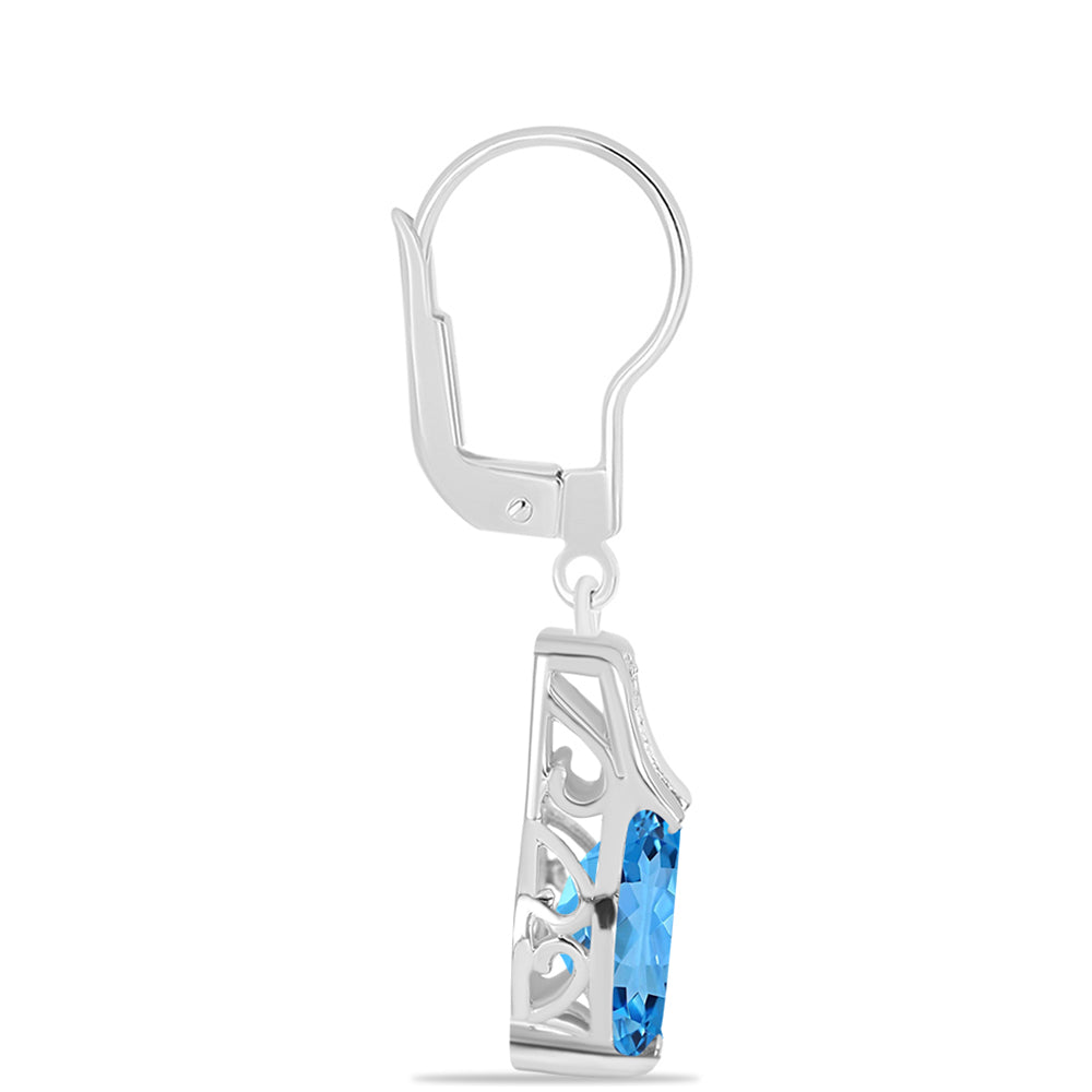Cercei din Argint 925 ( 2.55 grame ) cu Topaz Swiss Blue și Topaz Alb 3.85 Carate 2 