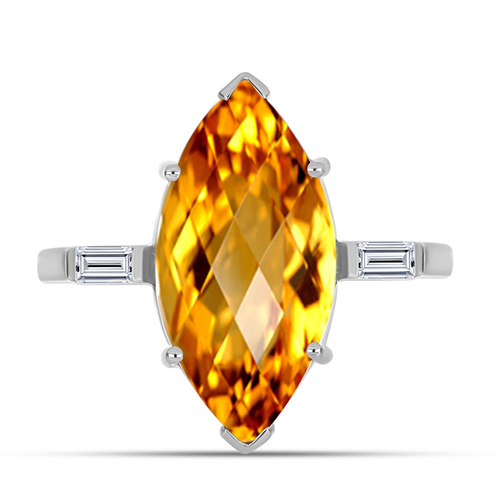 Inel din Argint 925 ( 2.85 grame ) cu Citrin Ural și Topaz Alb 6.09 Carate 1 