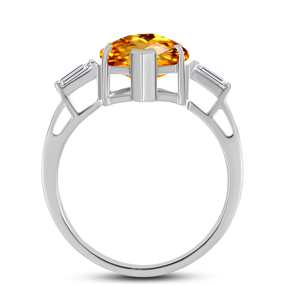 Inel din Argint 925 ( 2.85 grame ) cu Citrin Ural și Topaz Alb 6.09 Carate 2 
