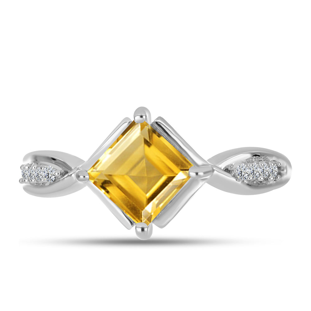 Inel din Argint 925 ( 2.68 grame ) cu Citrin Ural și Topaz Alb 1.11 Carate 1 