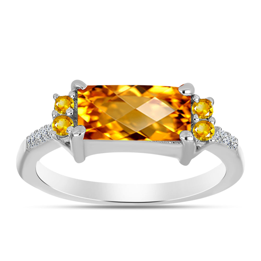 Inel din Argint 925 ( 2.45 grame ) cu Citrin Ural și Topaz Alb 1.49 Carate 3 