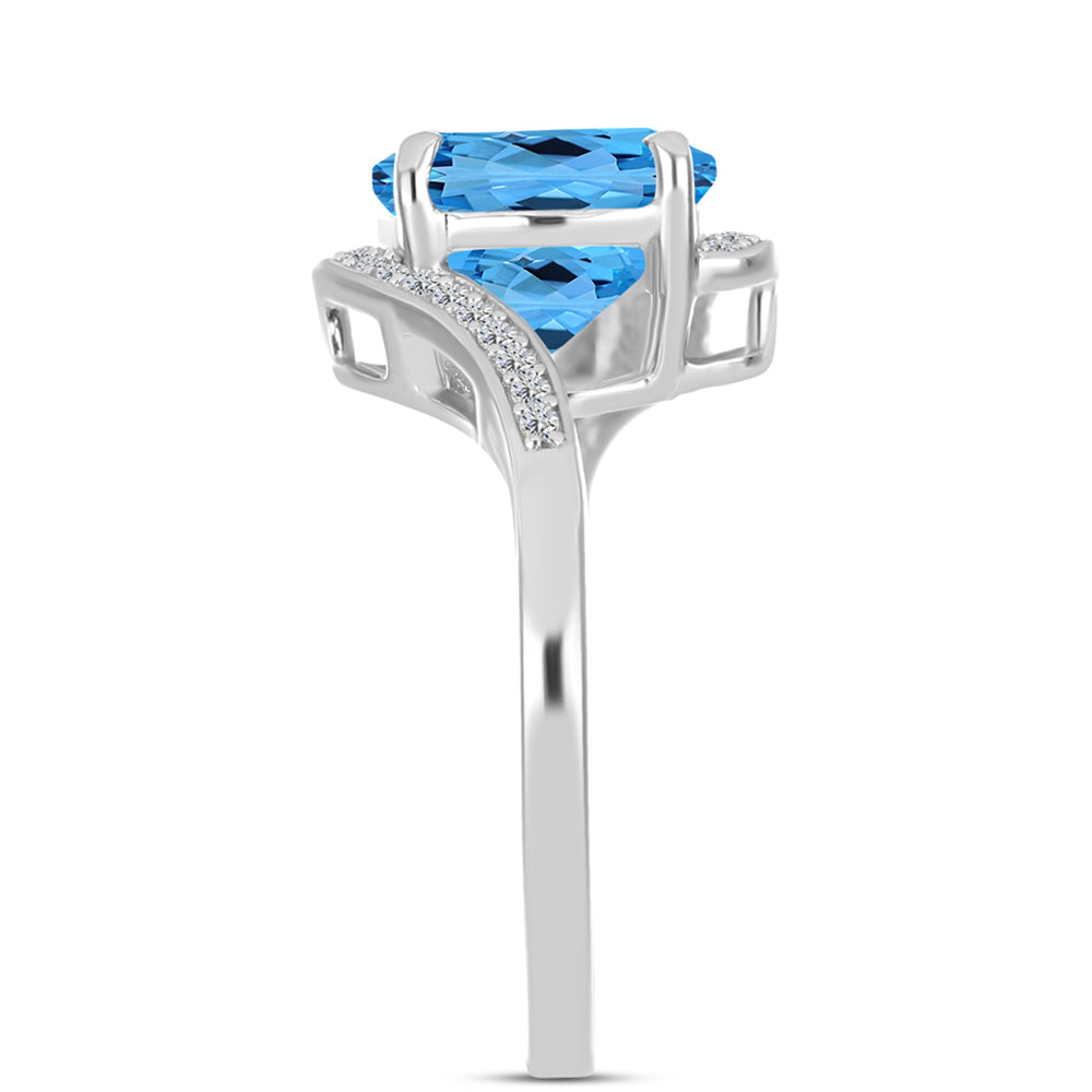 Inel din Argint 925 ( 3.22 grame ) cu Topaz Swiss Blue și Topaz Alb 4.92 Carate