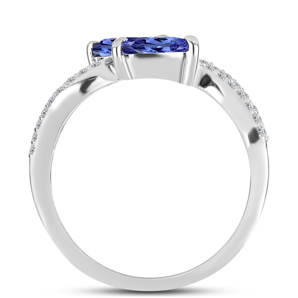 Inel din Argint 925 ( 2.59 grame ) cu Tanzanit AAA și Topaz Alb 1.4 Carate