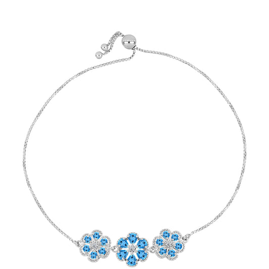 Brățară din Argint 925 ( 5.81 grame ) cu Topaz Swiss Blue și Topaz Alb 2.06 Carate