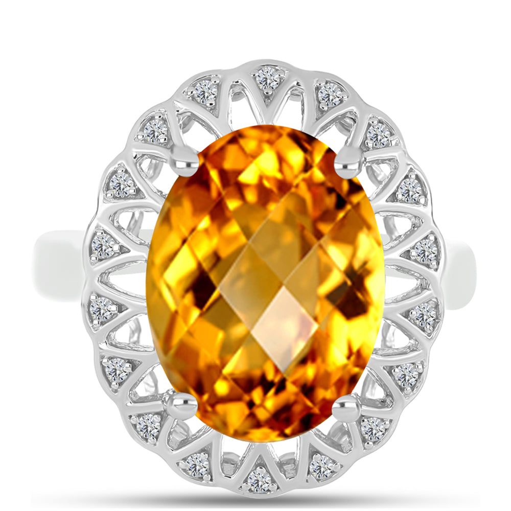 Inel din Argint 925 ( 4.46 grame ) cu Citrin Ural și Topaz Alb 7.79 Carate 1 
