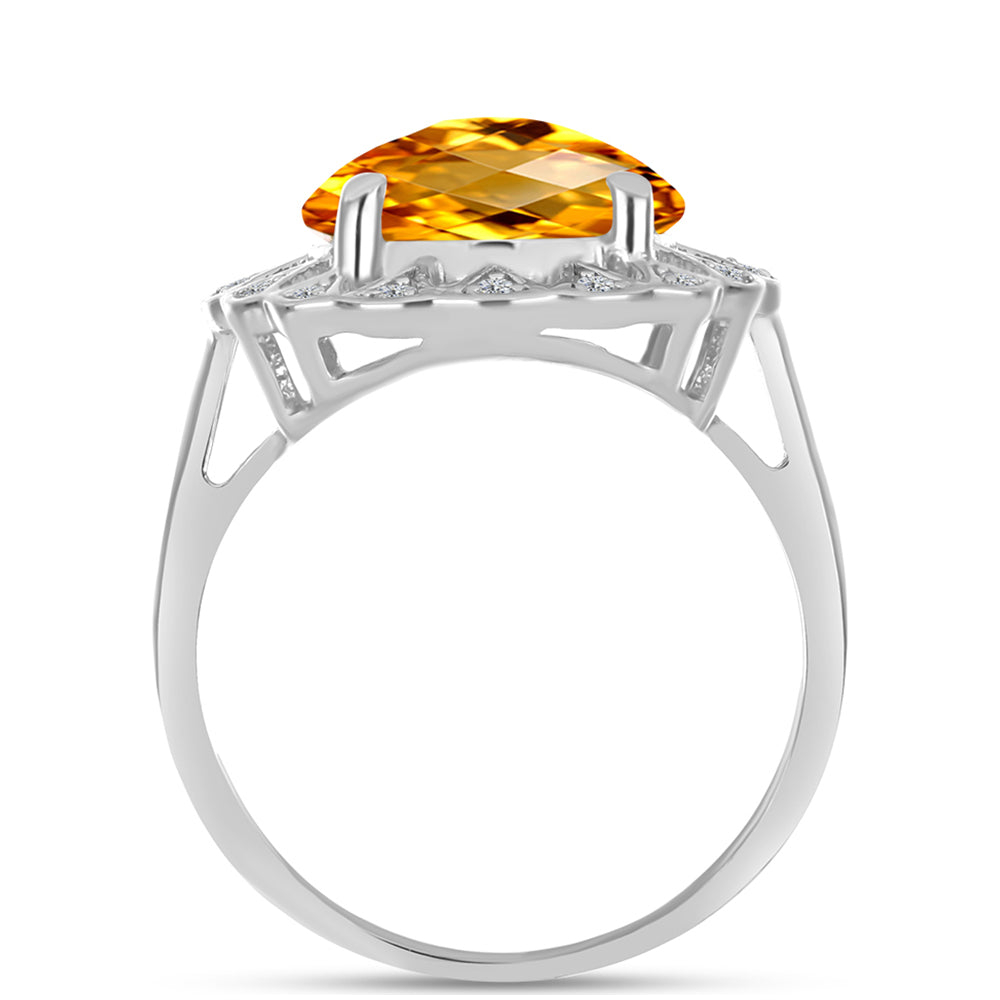 Inel din Argint 925 ( 4.46 grame ) cu Citrin Ural și Topaz Alb 7.79 Carate 2 