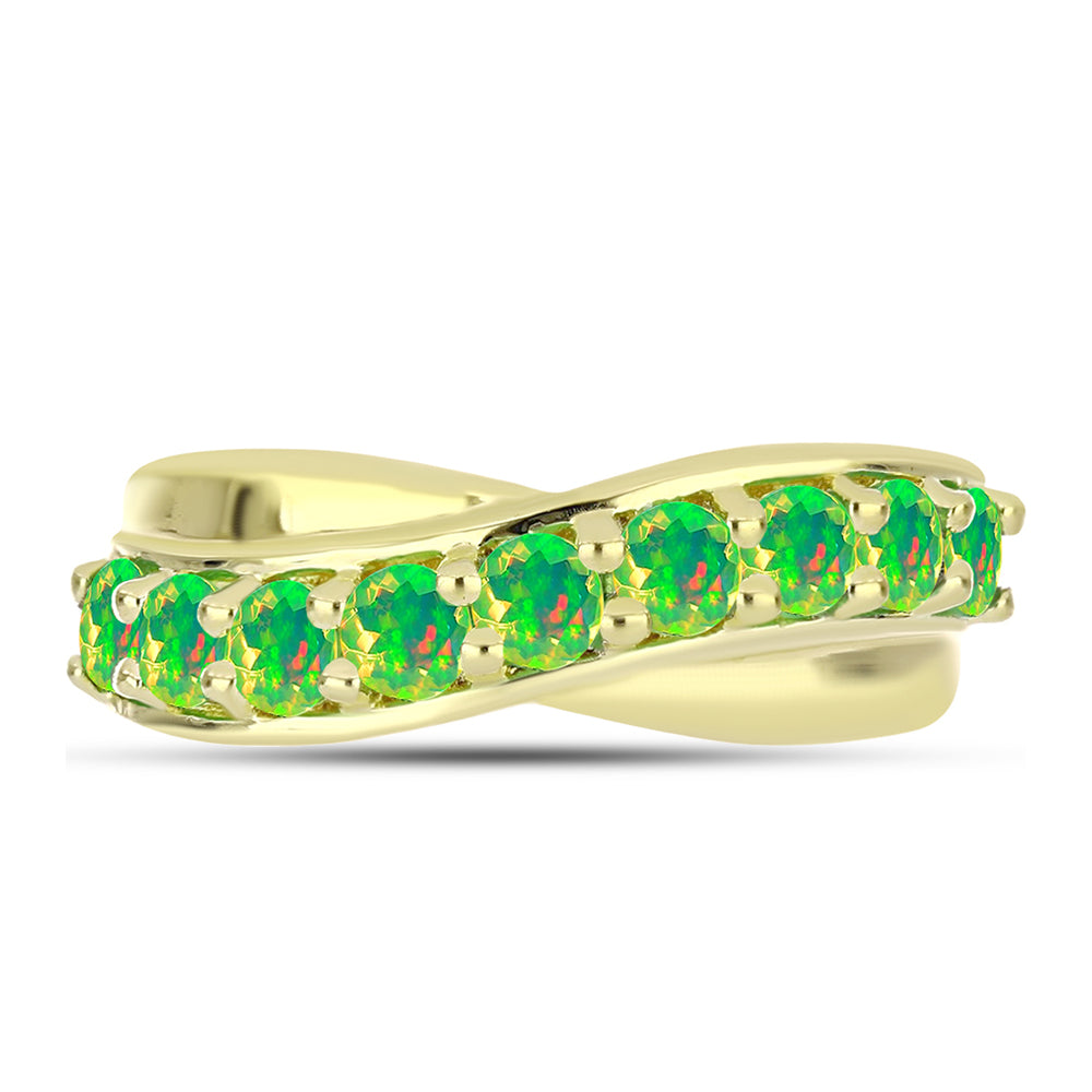 Inel din Argint 925 Placat cu Aur ( 3.08 grame ) cu Opal Verde Etiopian Lega Dembi 0.6 Carate 1 