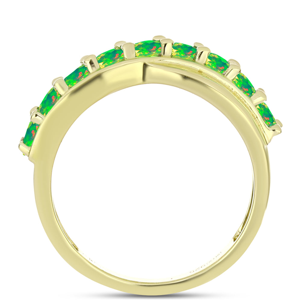 Inel din Argint 925 Placat cu Aur ( 3.08 grame ) cu Opal Verde Etiopian Lega Dembi 0.6 Carate 2 