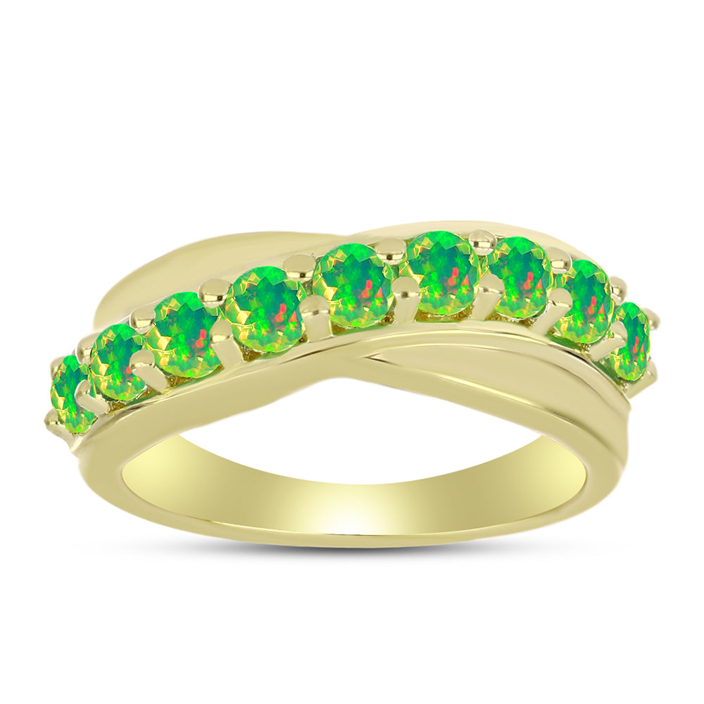 Inel din Argint 925 Placat cu Aur ( 3.08 grame ) cu Opal Verde Etiopian Lega Dembi 0.6 Carate 3 