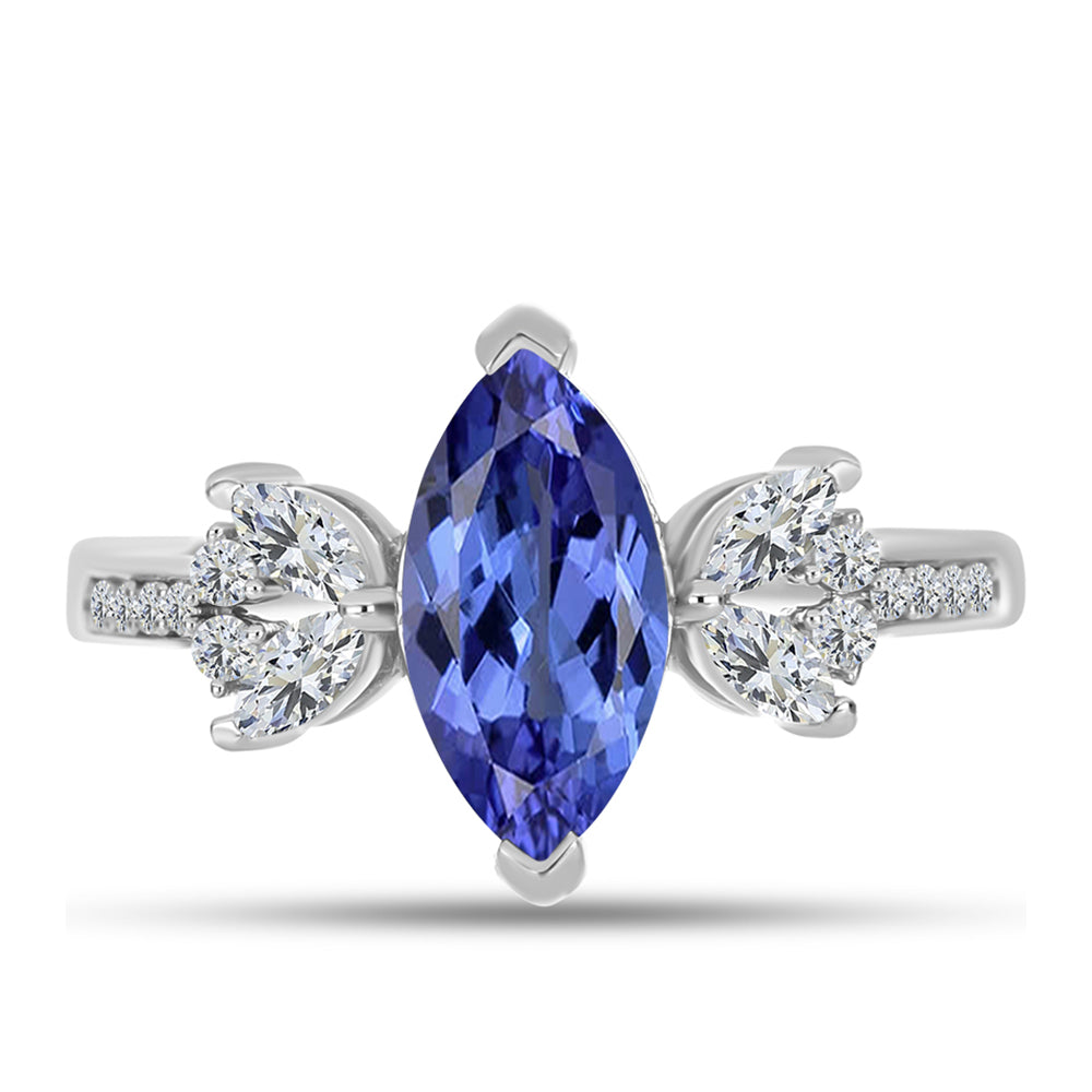 Inel din Argint 925 ( 2.8 grame ) cu Tanzanit AAA și Topaz Alb 2.4 Carate