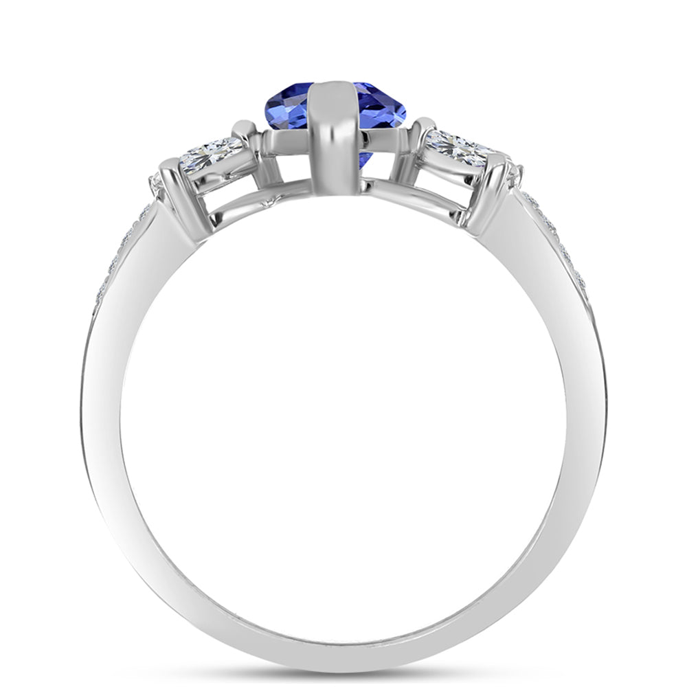 Inel din Argint 925 ( 2.8 grame ) cu Tanzanit AAA și Topaz Alb 2.4 Carate