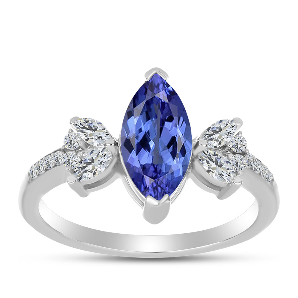 Inel din Argint 925 ( 2.8 grame ) cu Tanzanit AAA și Topaz Alb 2.4 Carate 3 
