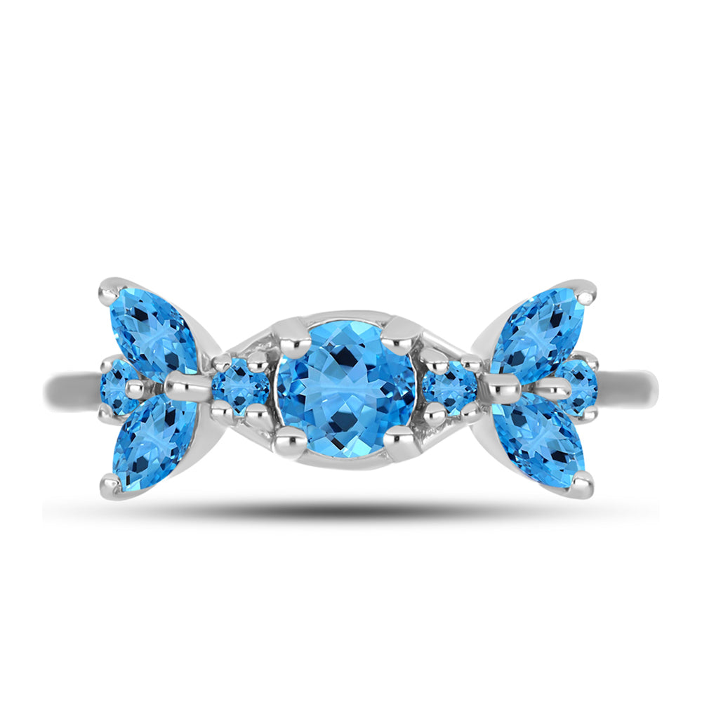 Inel din Argint 925 ( 2.66 grame ) cu Topaz Swiss Blue 1.5 Carate 1 