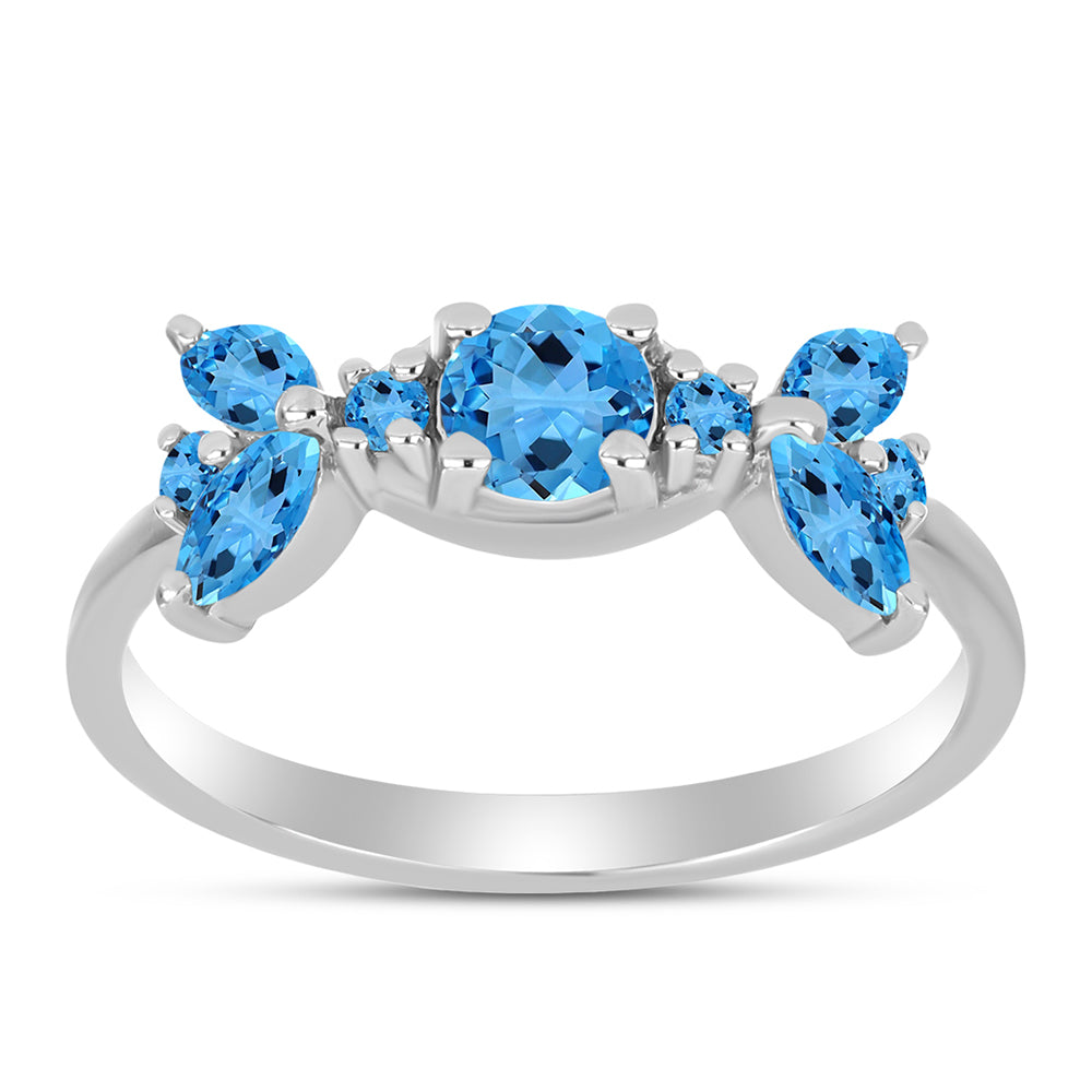 Inel din Argint 925 ( 2.66 grame ) cu Topaz Swiss Blue 1.5 Carate 3 
