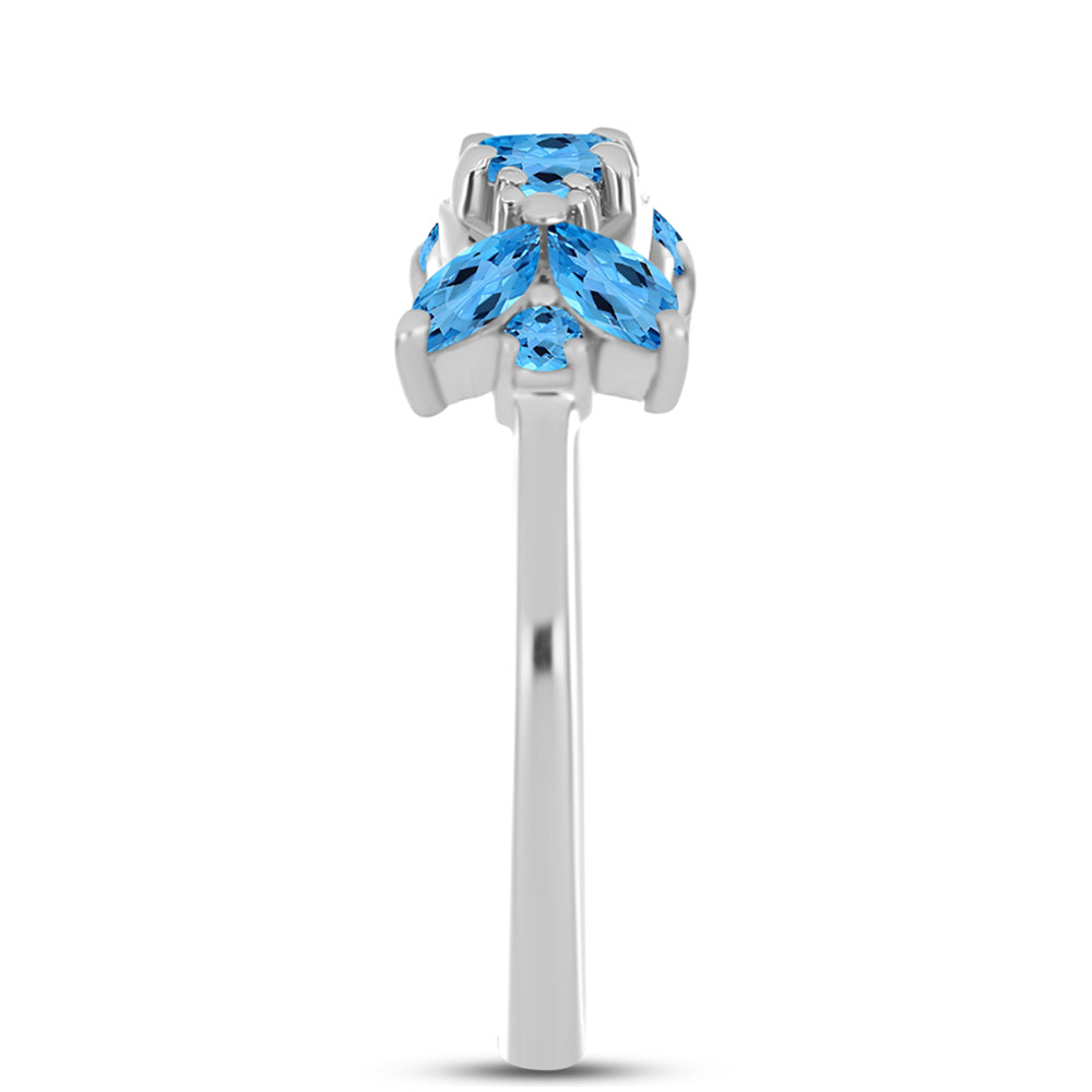 Inel din Argint 925 ( 2.66 grame ) cu Topaz Swiss Blue 1.5 Carate 4 