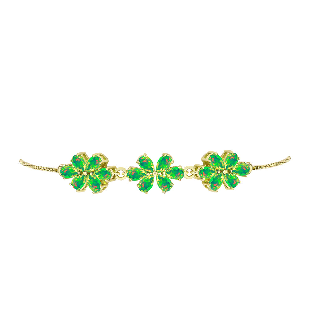 Brățară din Argint 925 Placat cu Aur ( 4.93 grame ) cu Opal Verde Etiopian Lega Dembi 2.35 Carate 2 