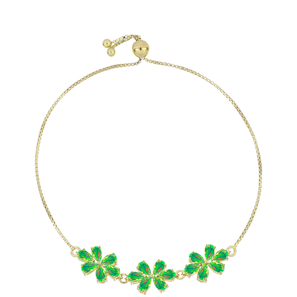 Brățară din Argint 925 Placat cu Aur ( 4.93 grame ) cu Opal Verde Etiopian Lega Dembi 2.35 Carate