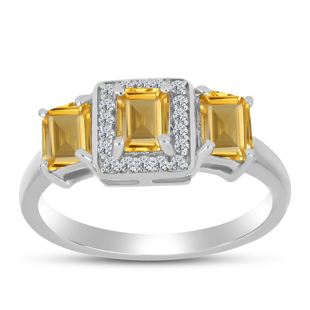 Inel din Argint 925 ( 2.99 grame ) cu Citrin Ural și Topaz Alb 1.49 Carate 3 