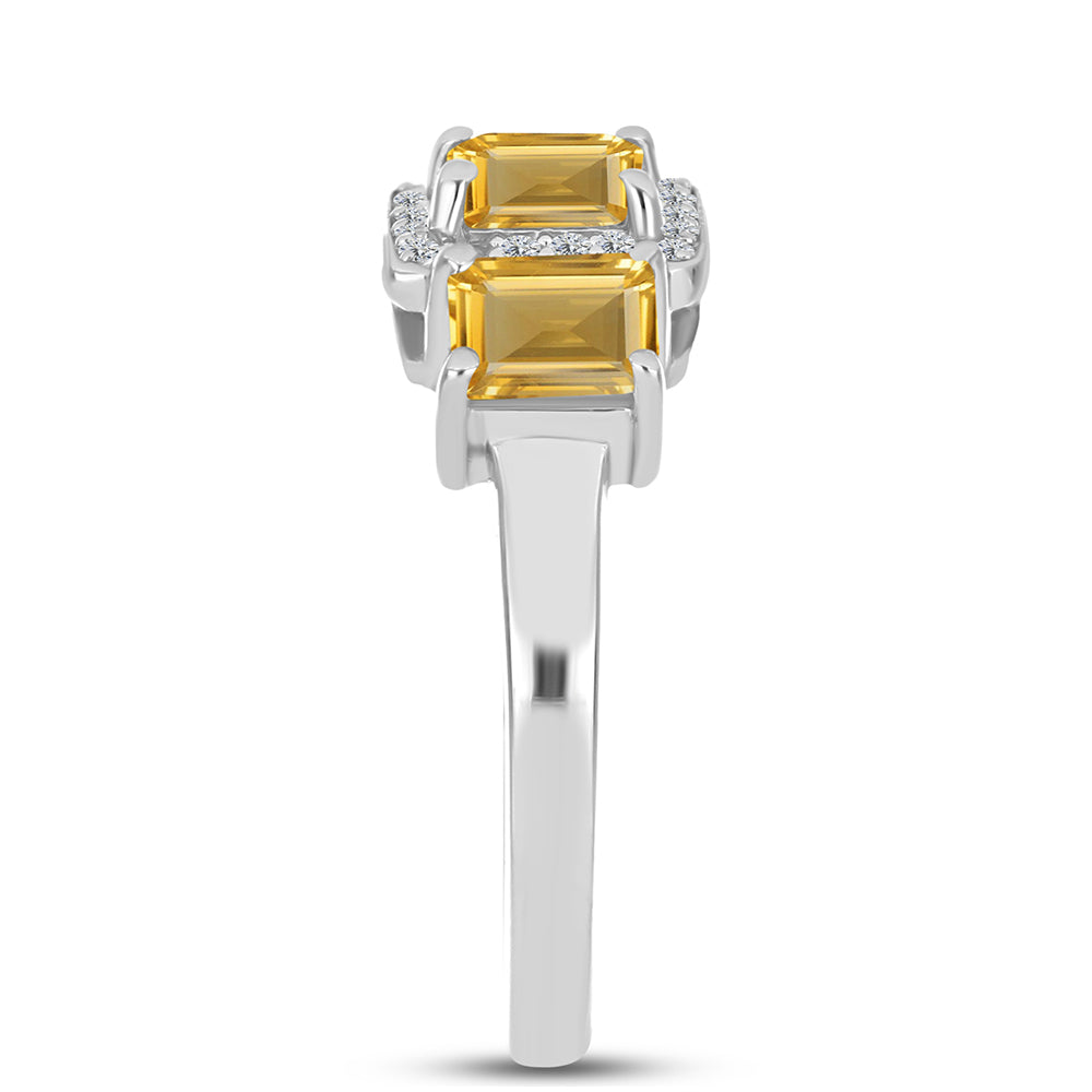 Inel din Argint 925 ( 2.99 grame ) cu Citrin Ural și Topaz Alb 1.49 Carate 4 