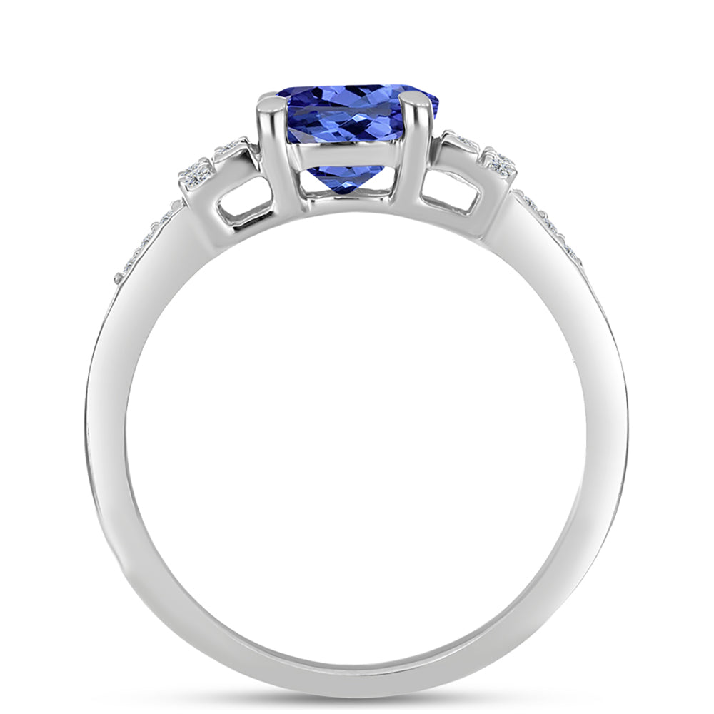 Inel din Argint 925 ( 2.5 grame ) cu Tanzanit AAA și Topaz Alb 1.7 Carate 2 