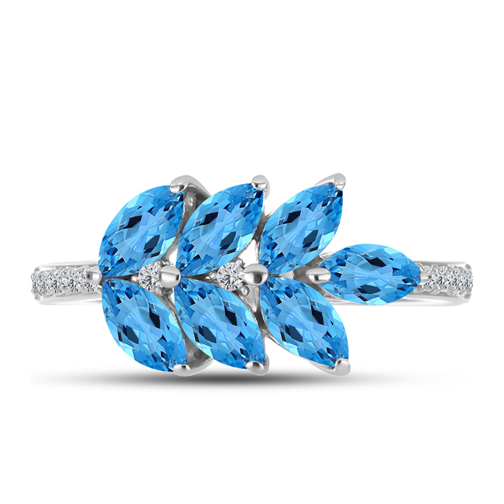 Inel din Argint 925 ( 2.92 grame ) cu Topaz Swiss Blue și Topaz Alb 2.3 Carate 1 