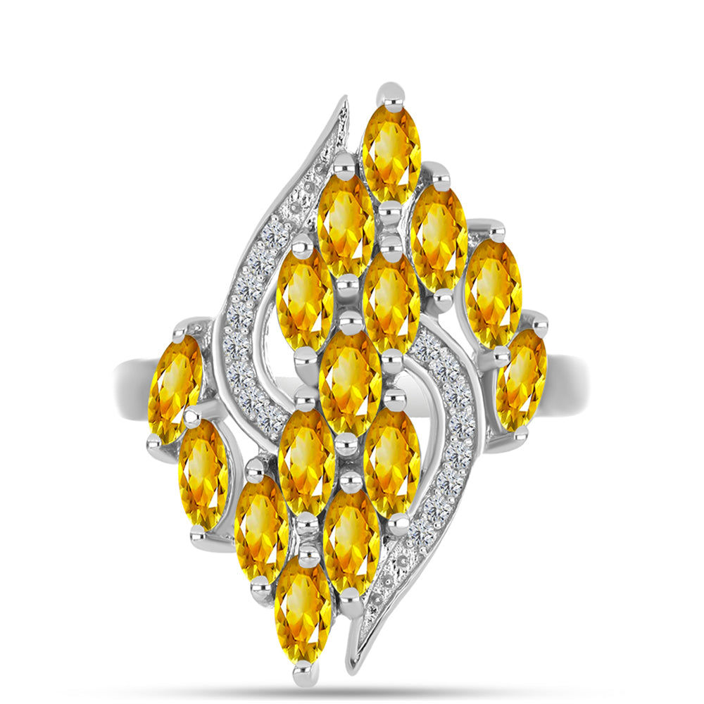 Inel din Argint 925 ( 3.98 grame ) cu Citrin Ural și Topaz Alb 1.66 Carate 1 