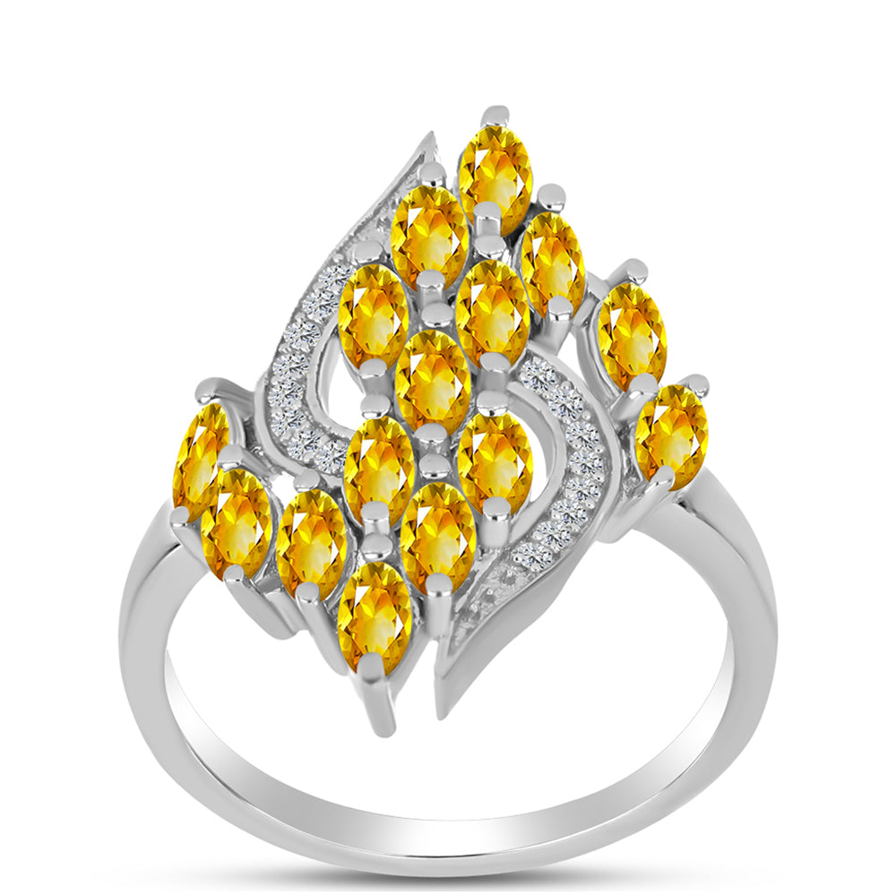Inel din Argint 925 ( 3.98 grame ) cu Citrin Ural și Topaz Alb 1.66 Carate 3 