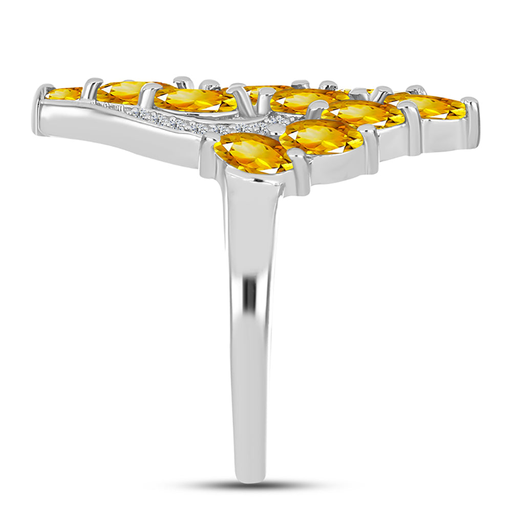 Inel din Argint 925 ( 3.98 grame ) cu Citrin Ural și Topaz Alb 1.66 Carate 4 