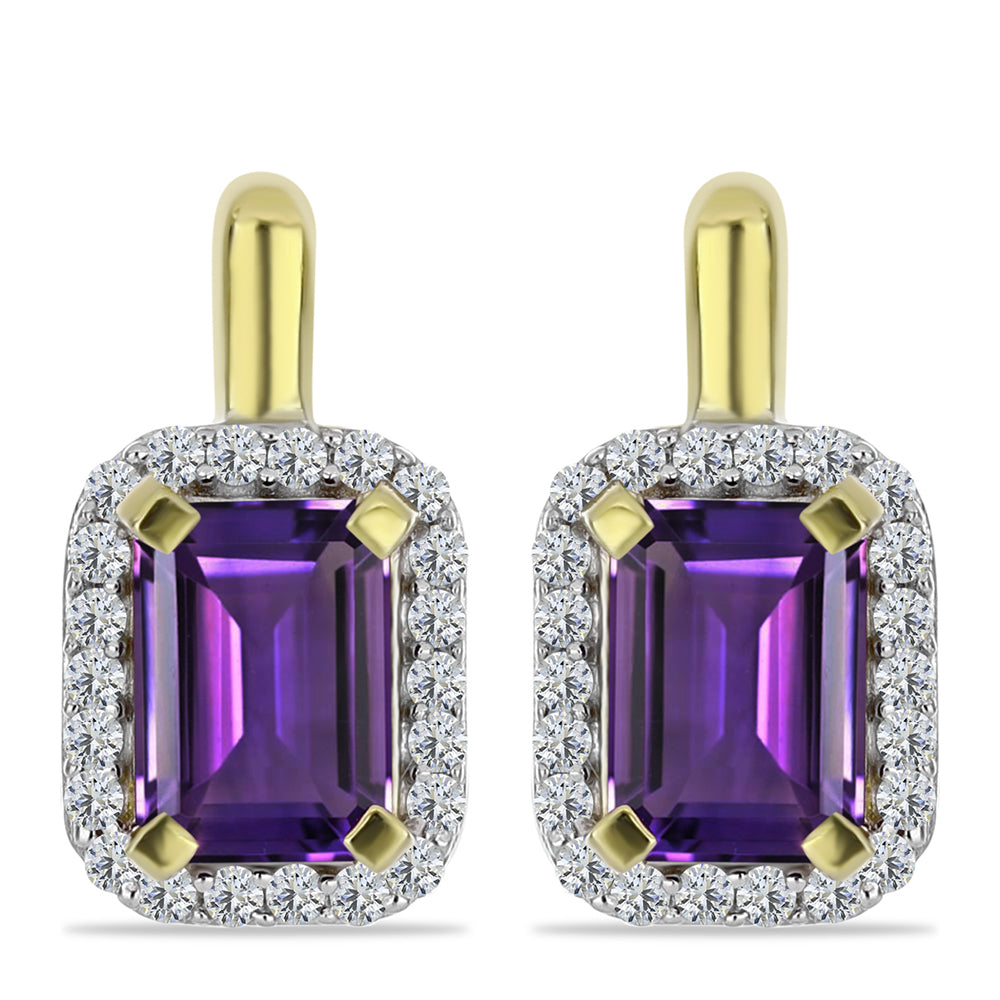 Cercei din Argint 925 Placat cu Aur ( 3.55 grame ) cu Ametist Marocan și Topaz Alb 2.18 Carate
