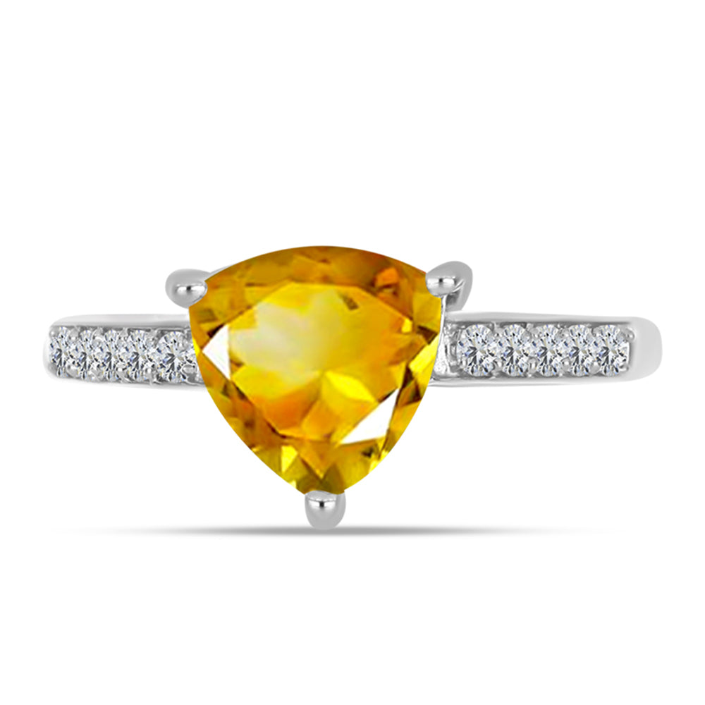 Inel din Argint 925 ( 1.94 grame ) cu Citrin Ural și Topaz Alb 1.71 Carate 1 