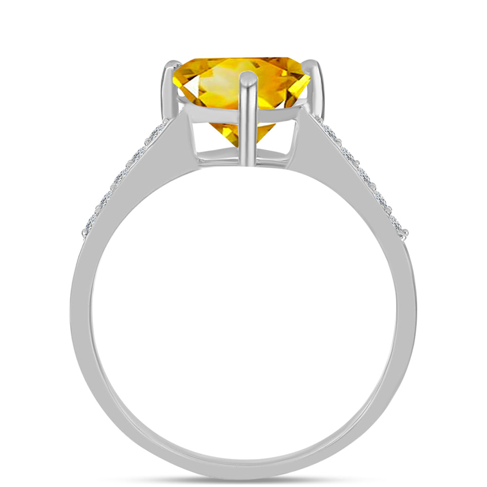 Inel din Argint 925 ( 1.94 grame ) cu Citrin Ural și Topaz Alb 1.71 Carate