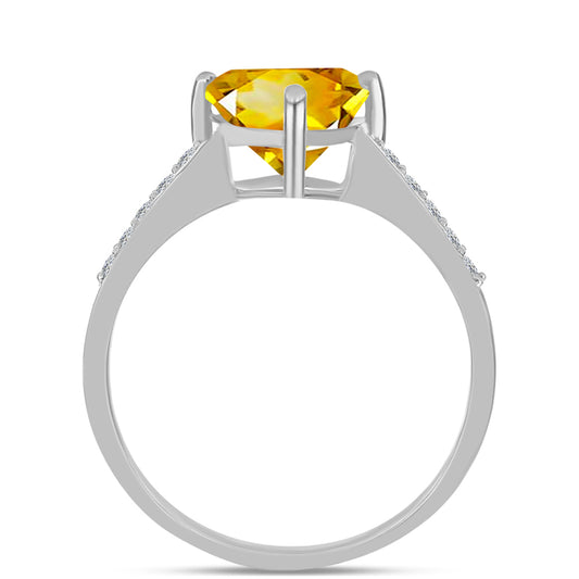 Inel din Argint 925 ( 1.94 grame ) cu Citrin Ural și Topaz Alb 1.71 Carate