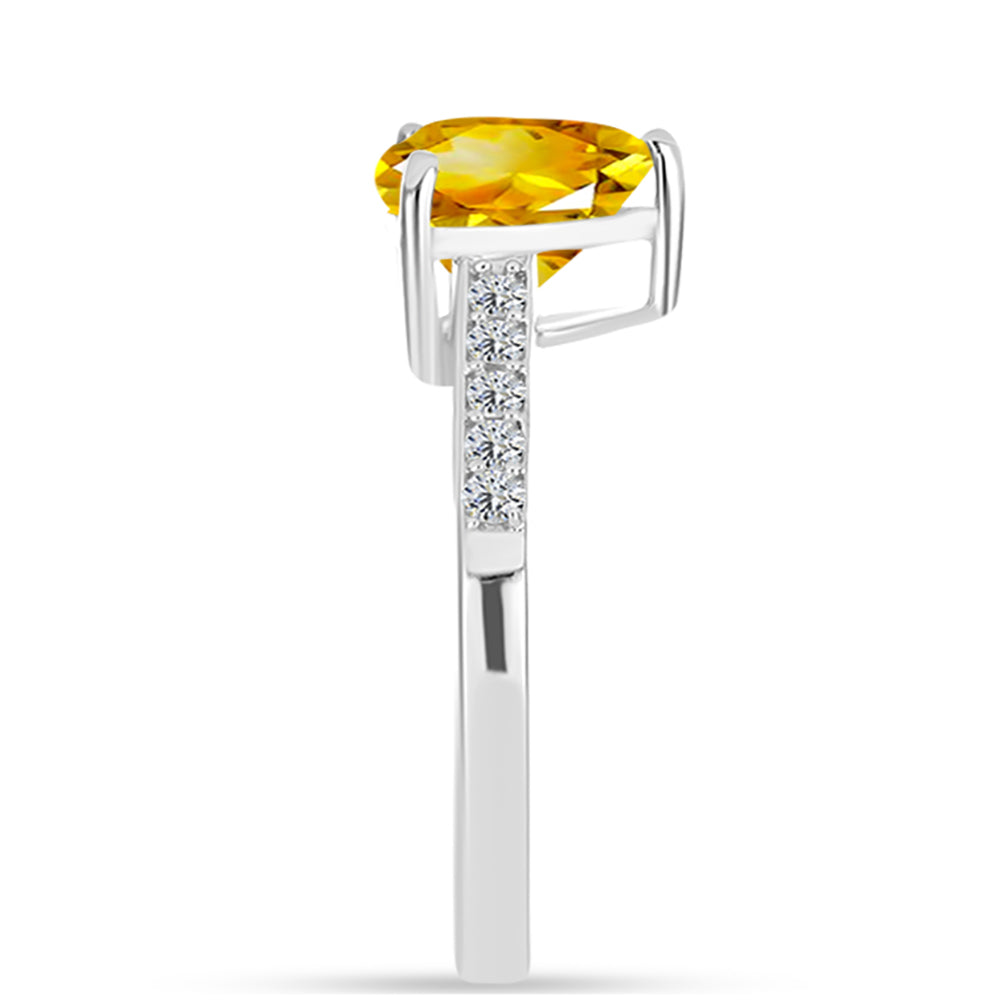 Inel din Argint 925 ( 1.94 grame ) cu Citrin Ural și Topaz Alb 1.71 Carate 4 