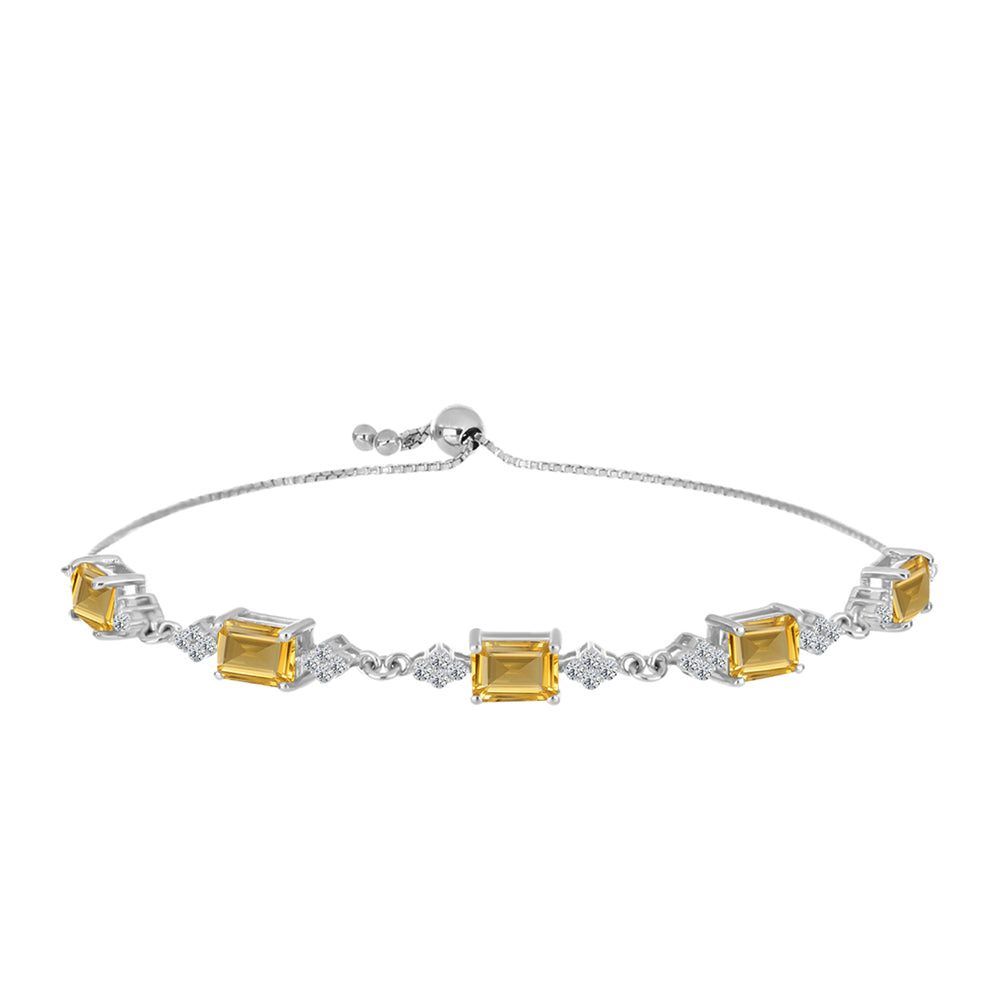 Brățară din Argint 925 ( 5.88 grame ) cu Citrin Ural și Topaz Alb 5.12 Carate