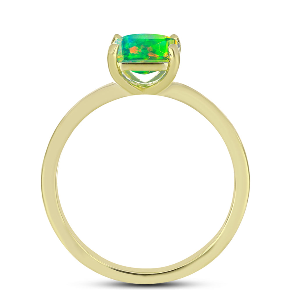 Inel din Argint 925 Placat cu Aur ( 2.02 grame ) cu Opal Verde Etiopian Lega Dembi 0.88 Carate