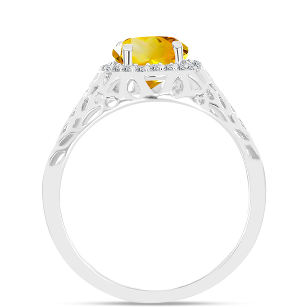 Inel din Argint 925 ( 3.12 grame ) cu Citrin Ural și Topaz Alb 1.89 Carate