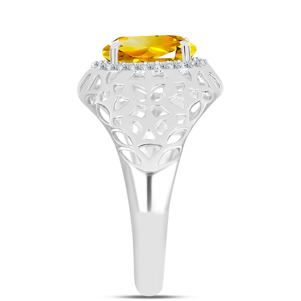 Inel din Argint 925 ( 3.12 grame ) cu Citrin Ural și Topaz Alb 1.89 Carate 4 