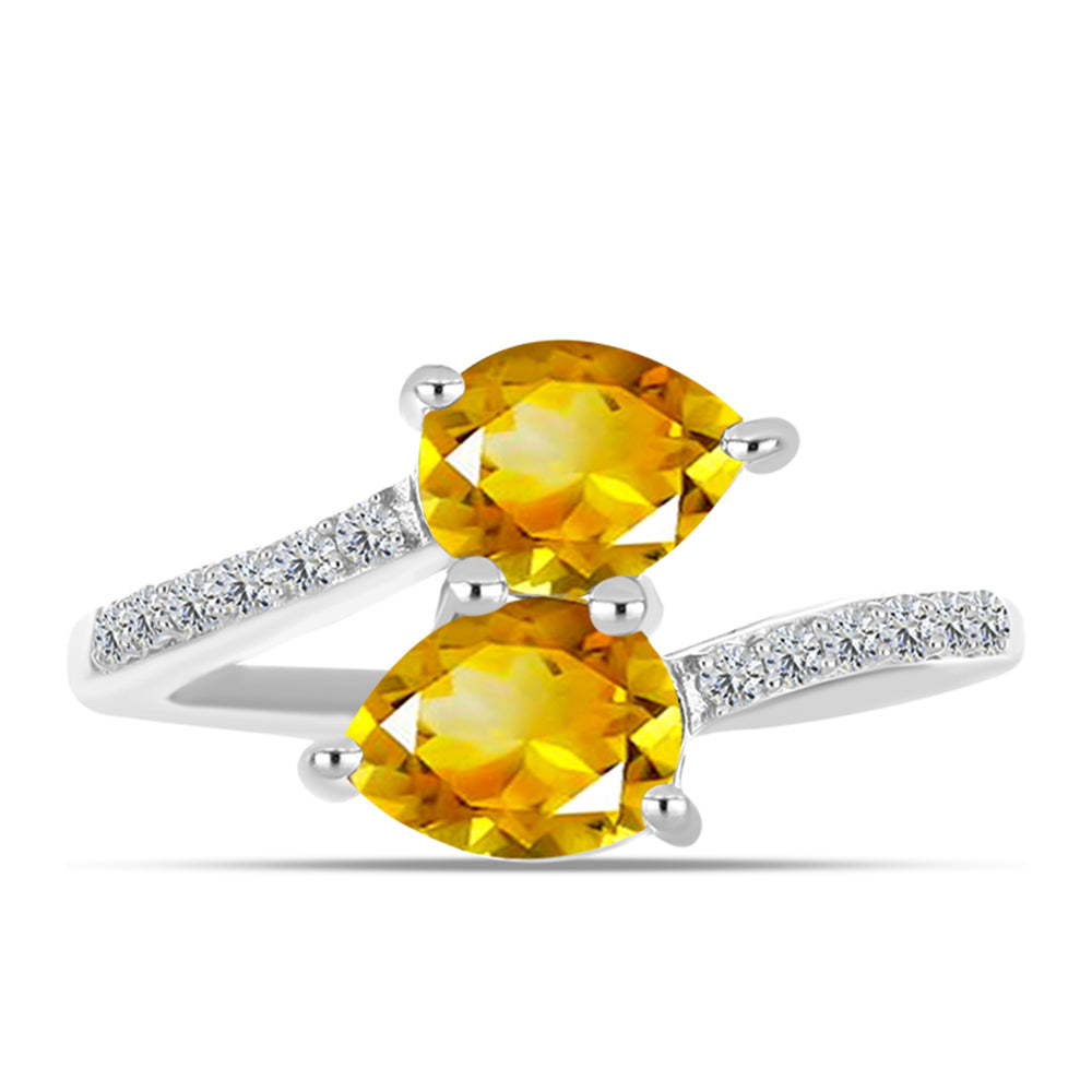 Inel din Argint 925 ( 2.46 grame ) cu Citrin Ural și Topaz Alb 2.23 Carate 1 