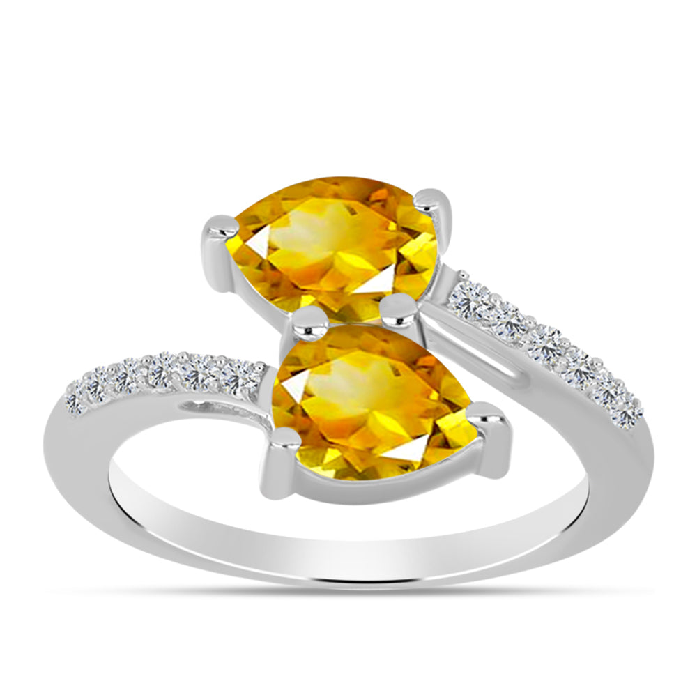 Inel din Argint 925 ( 2.46 grame ) cu Citrin Ural și Topaz Alb 2.23 Carate