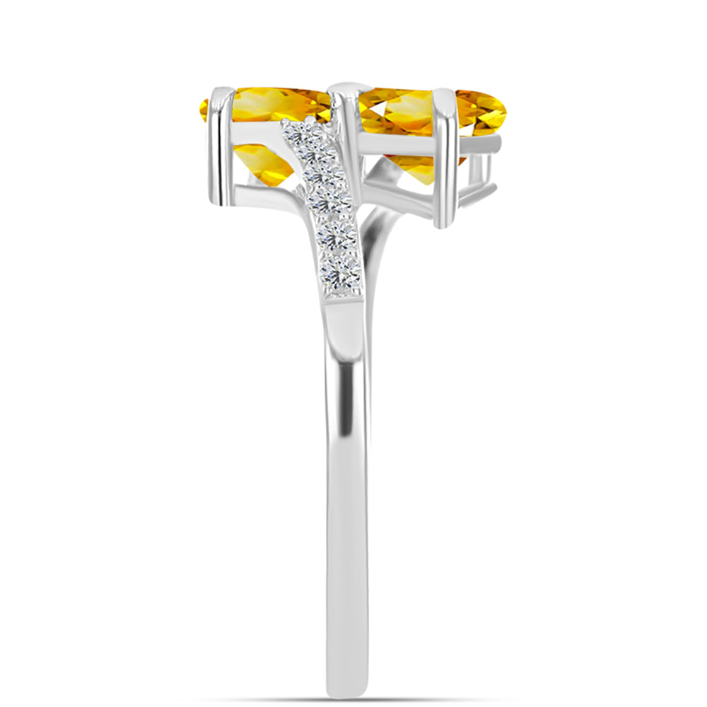 Inel din Argint 925 ( 2.46 grame ) cu Citrin Ural și Topaz Alb 2.23 Carate 4 