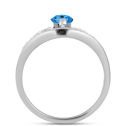 Inel din Argint 925 ( 5.04 grame ) cu Topaz Swiss Blue și Topaz Alb 1.45 Carate