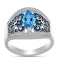 Inel din Argint 925 ( 5.04 grame ) cu Topaz Swiss Blue și Topaz Alb 1.45 Carate