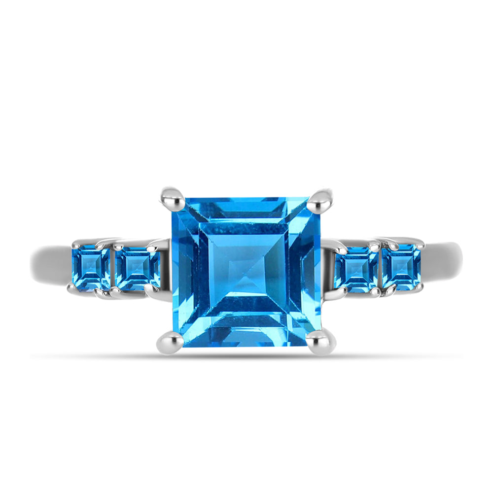 Inel din Argint 925 ( 2.45 grame ) cu Topaz Swiss Blue 2.4 Carate 1 