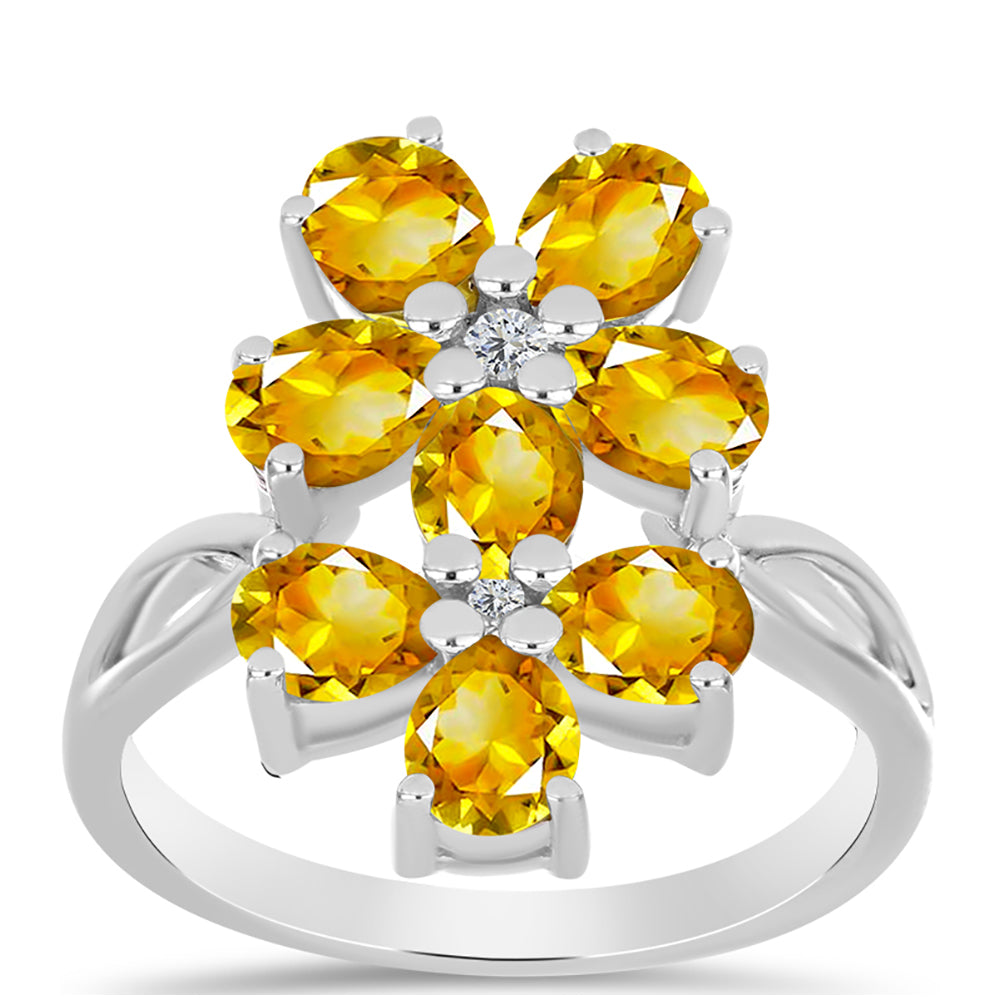 Inel din Argint 925 ( 3.47 grame ) cu Citrin Ural și Topaz Alb 2.7 Carate