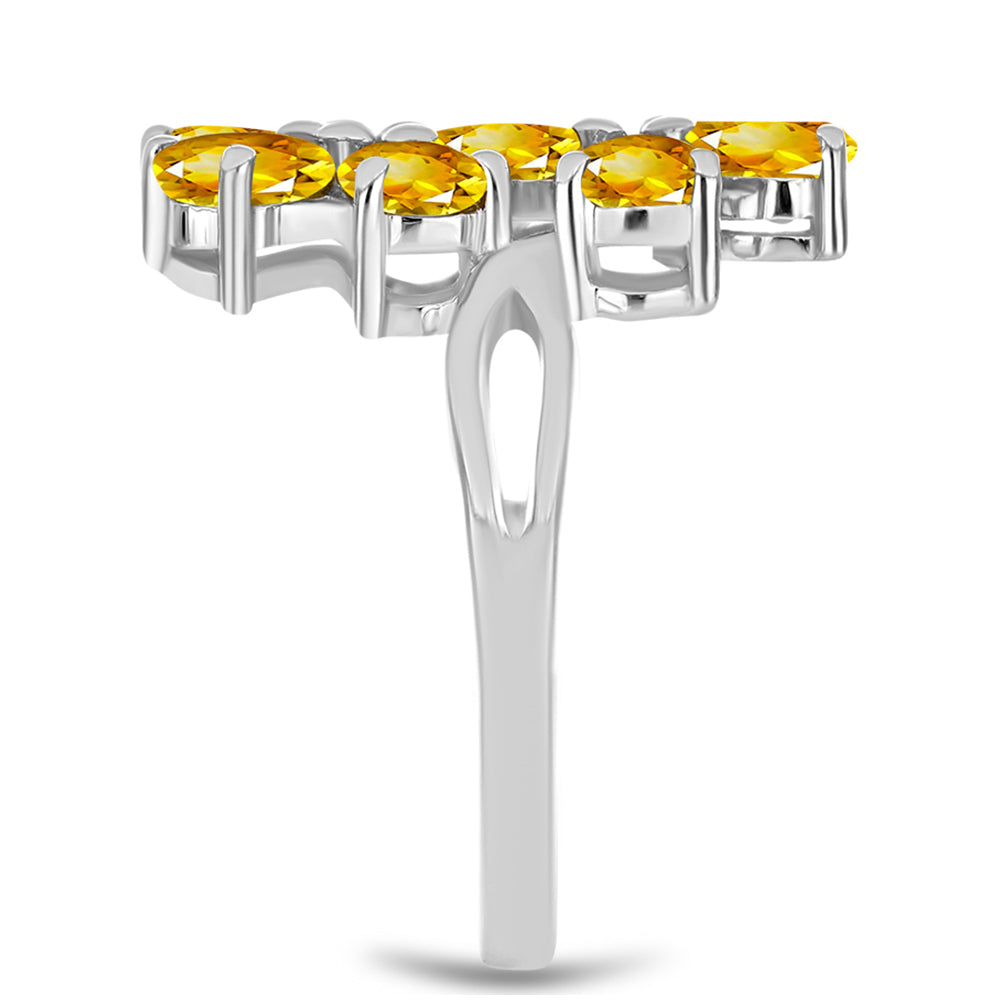 Inel din Argint 925 ( 3.47 grame ) cu Citrin Ural și Topaz Alb 2.7 Carate 4 