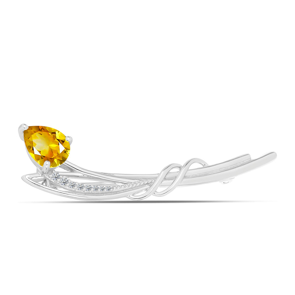 Broşă din Argint 925 ( 3.55 grame ) cu Citrin Ural și Topaz Alb 1.61 Carate 1 