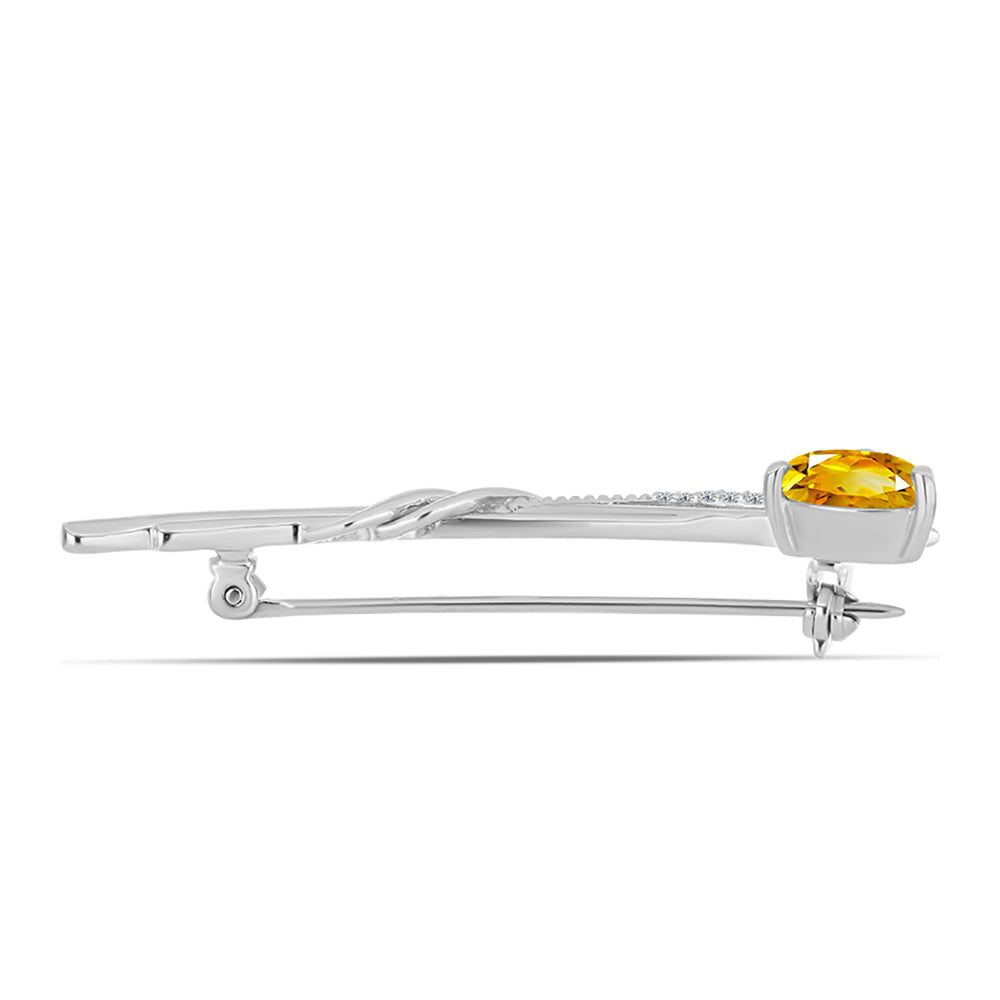 Broşă din Argint 925 ( 3.55 grame ) cu Citrin Ural și Topaz Alb 1.61 Carate 2 