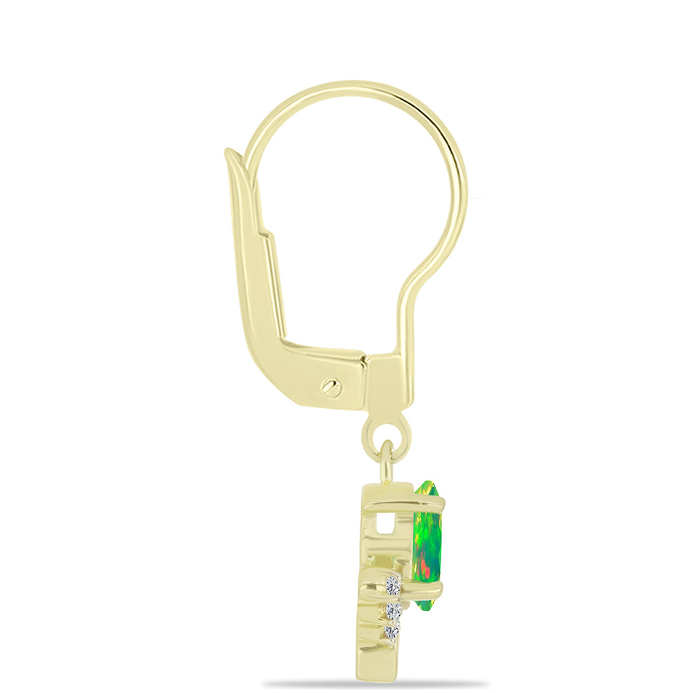 Cercei din Argint 925 Placat cu Aur ( 1.9 grame ) cu Opal Verde Etiopian Lega Dembi și Topaz Alb 0.66 Carate