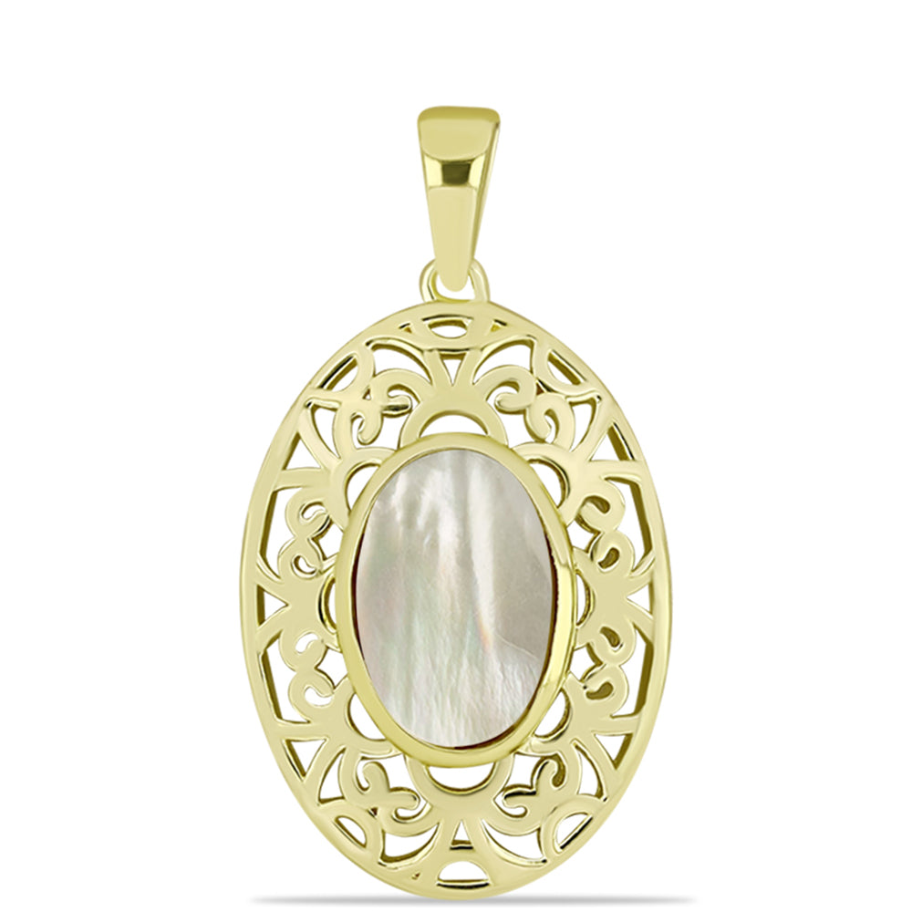 Pandantiv din Argint 925 Placat cu Aur ( 3.17 grame ) cu Sidef 2.68 Carate 1 