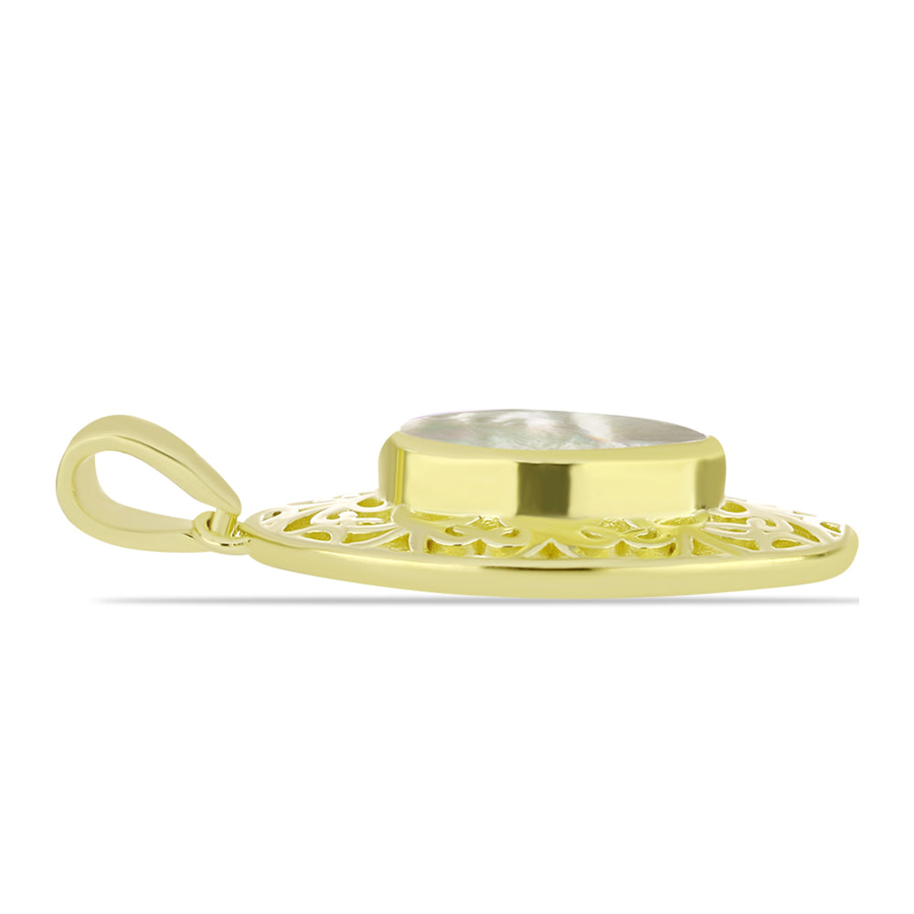 Pandantiv din Argint 925 Placat cu Aur ( 3.17 grame ) cu Sidef 2.68 Carate 2 